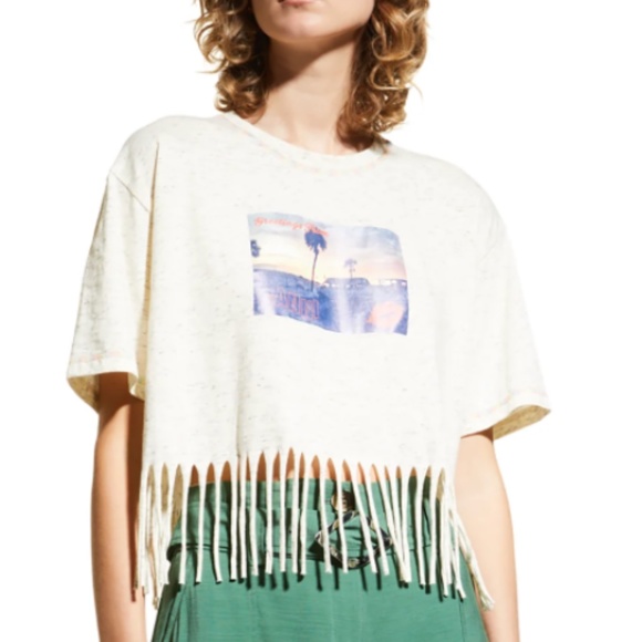 Ganni Tops - NWT $145 Ganni Organic Cotton Graphic Fringe Tee in XL!